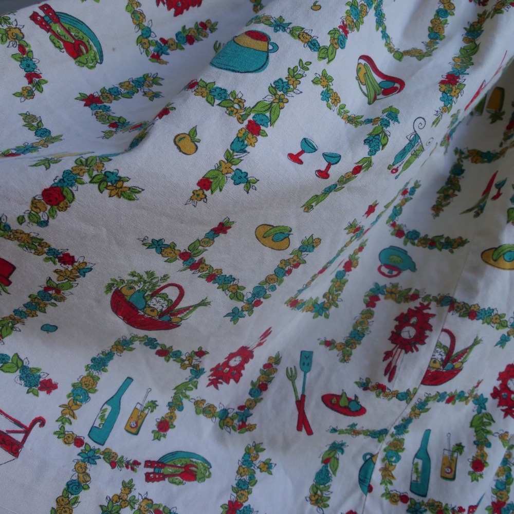 Super cute vintage 1950s cotton picnic themed novelty print sundress - Picture 4 of 8